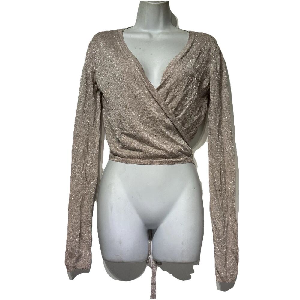 Parasuco Denim Legend v-neck light pink wrap sweater Size XL